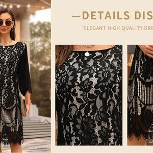 Chic Black Lace Long Sleeve Dress